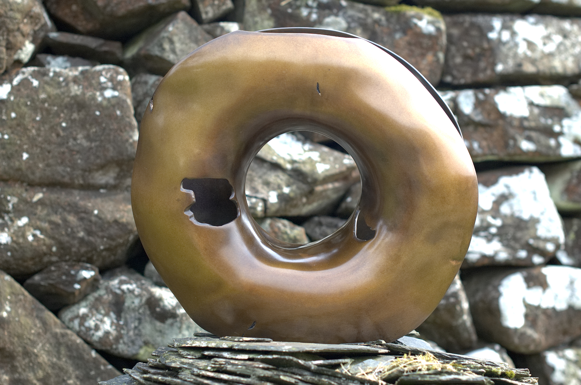 Annular form #2. Modern bronze sculpture by Steve Howlett. 2013