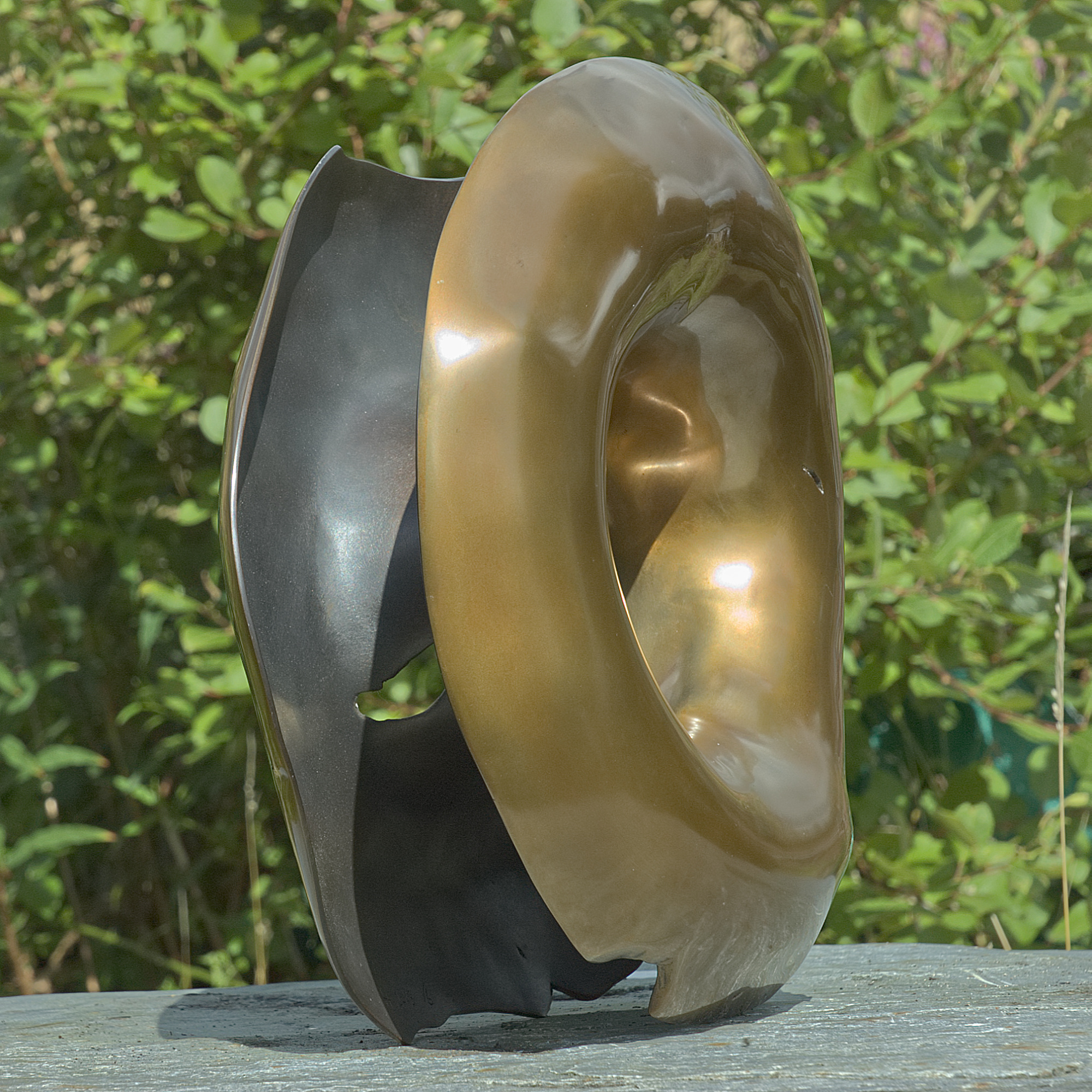 Annular form #2. Modern bronze sculpture by Steve Howlett. 2013