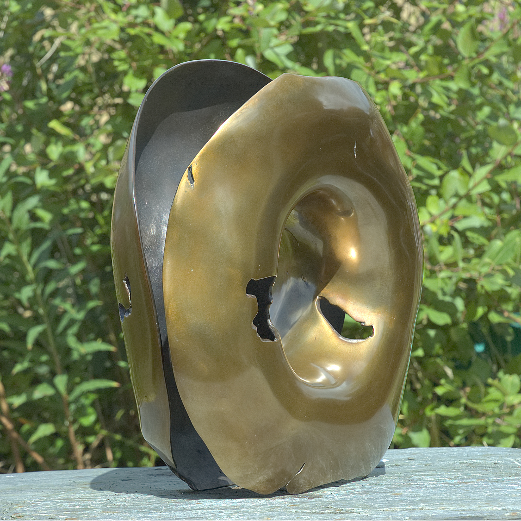 Annular form #2. Modern bronze sculpture by Steve Howlett. 2013