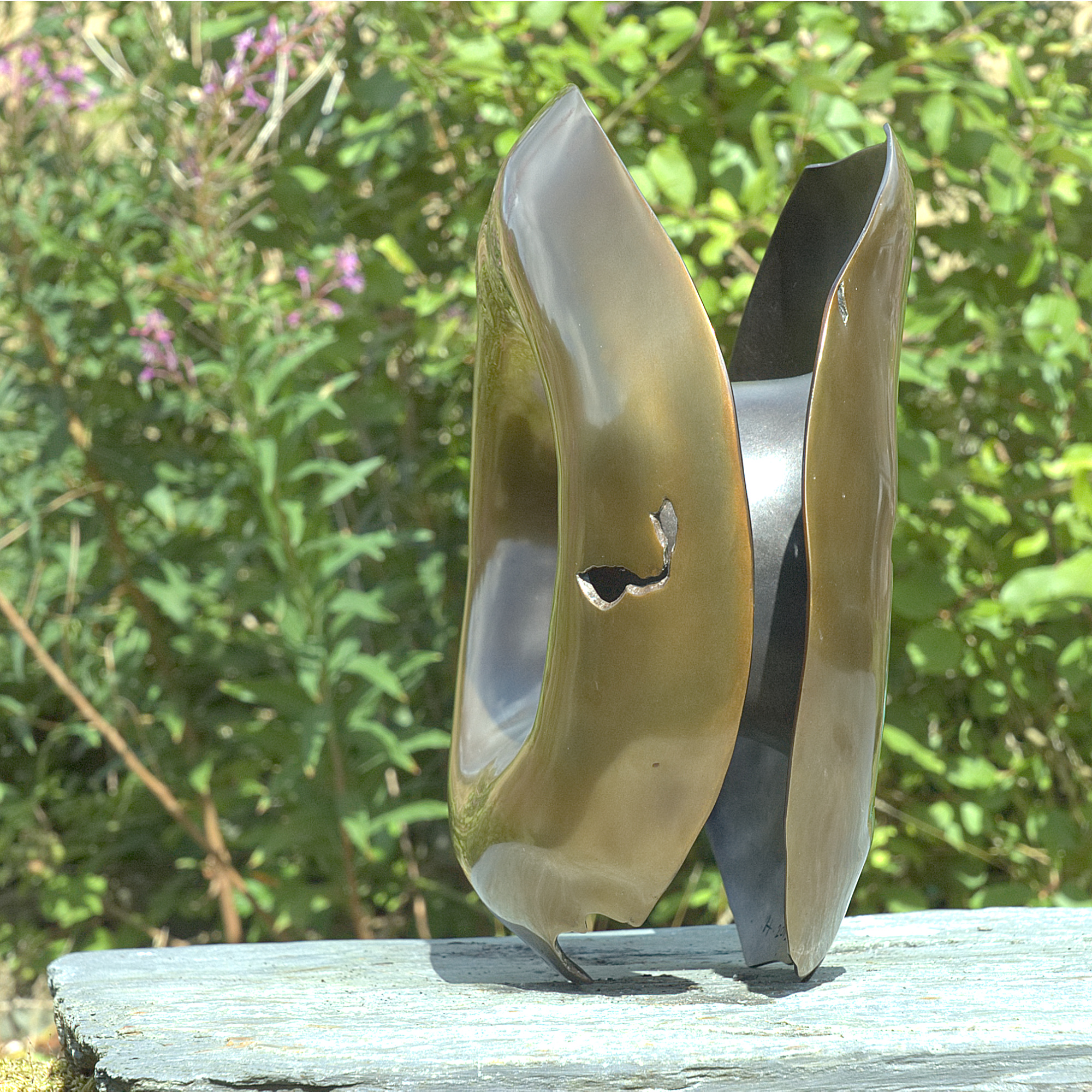 Annular form #2. Modern bronze sculpture by Steve Howlett. 2013