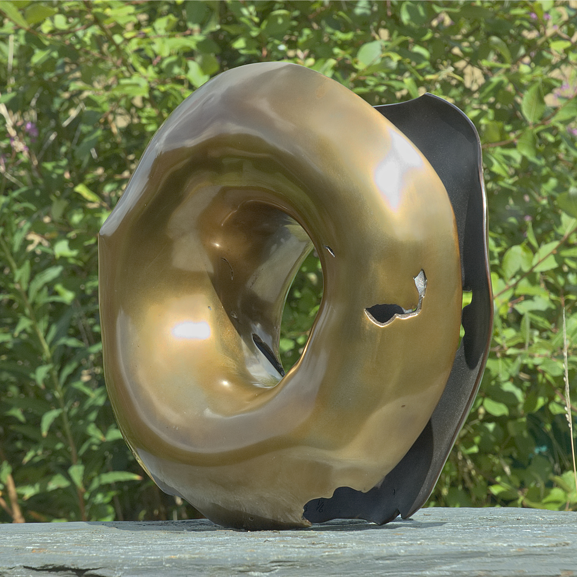 Annular form #2. Modern bronze sculpture by Steve Howlett. 2013