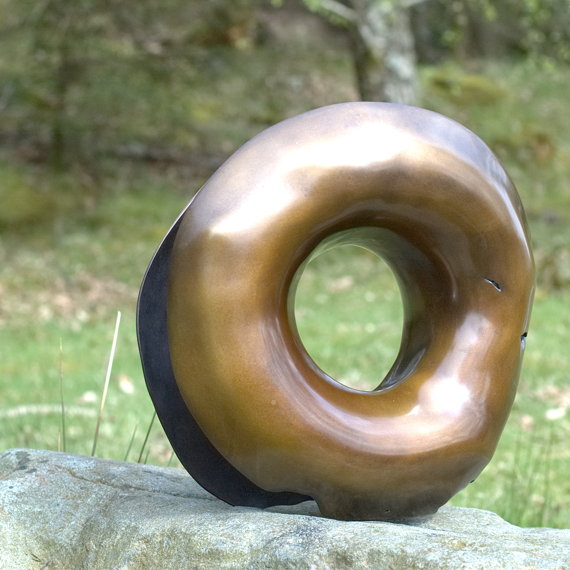 Annular form #2. Modern bronze sculpture by Steve Howlett. 2013