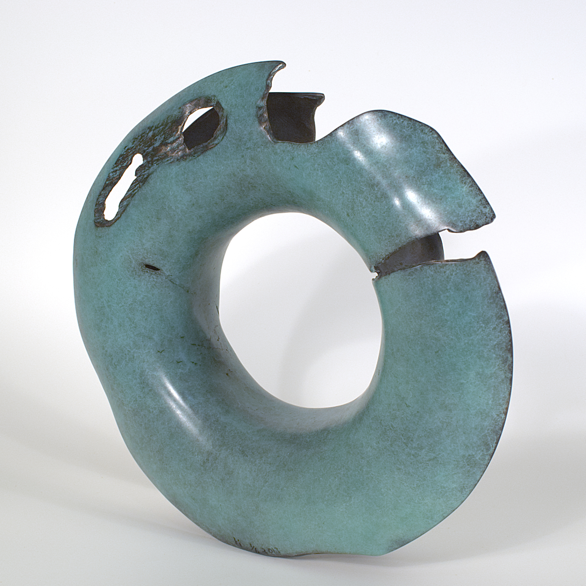 Annular form #3. Modern bronze sculpture by Steve Howlett. 2013