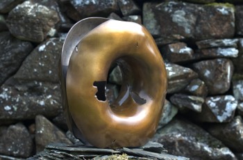 Annular form #2. Modern bronze sculpture by Steve Howlett. 2013