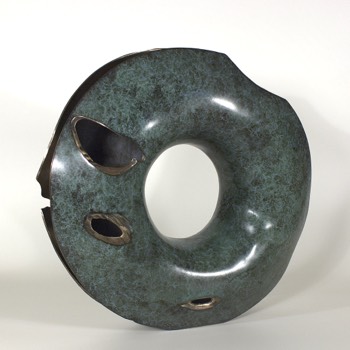 Annular form #4. Modern bronze sculpture by Steve Howlett. 2013