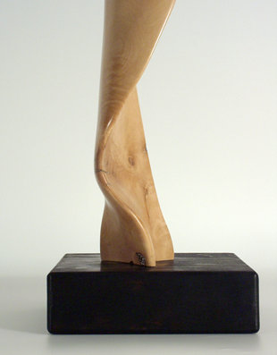 Original modern sculpture in wood, holly on beech base. 79 x 20 x 20 cms. 2004