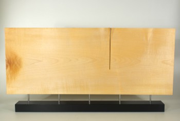 Modern sculpture in wood. Original in sycamore and stainless steel. 